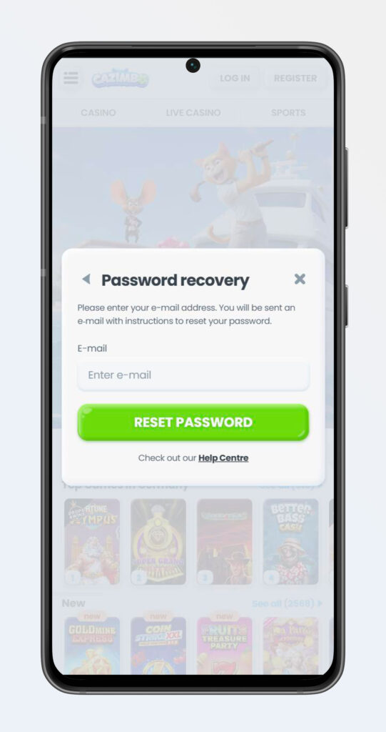 Passwort zurücksetzen bei app cazimbo casino